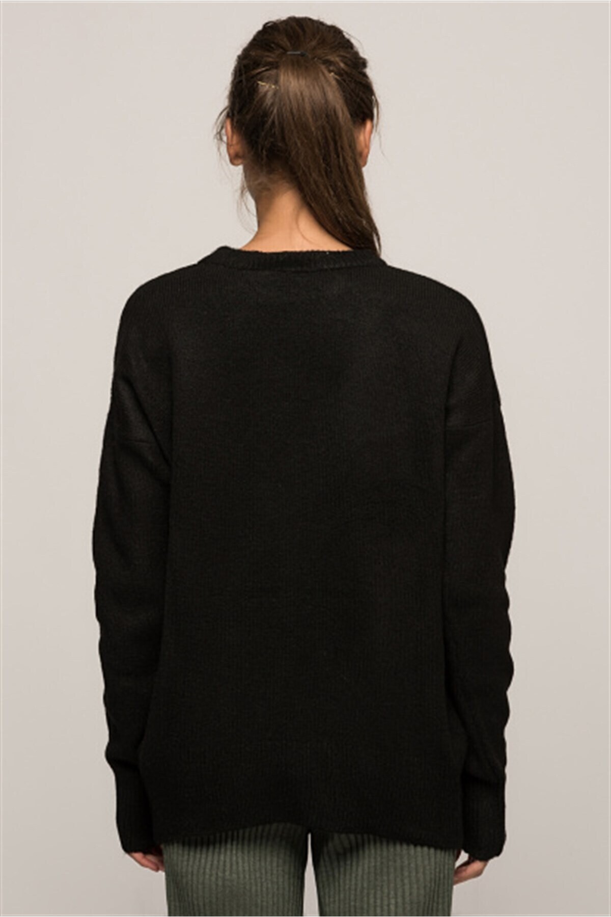 7376006 Bisiklet Yaka Uzun Kol Triko SIYAH