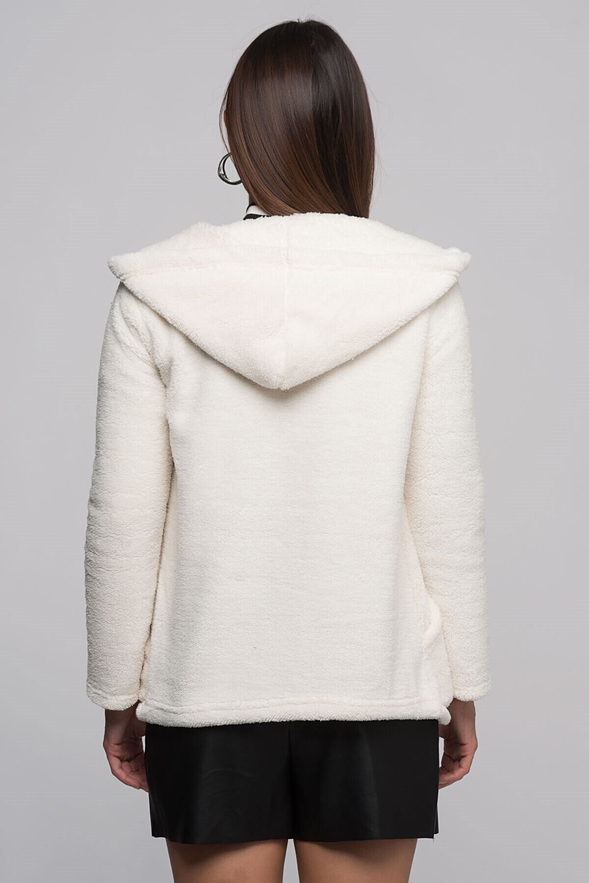 7363602 Welsh Fermuarlı Cepli Kapüşonlu Sweatshirt EKRU