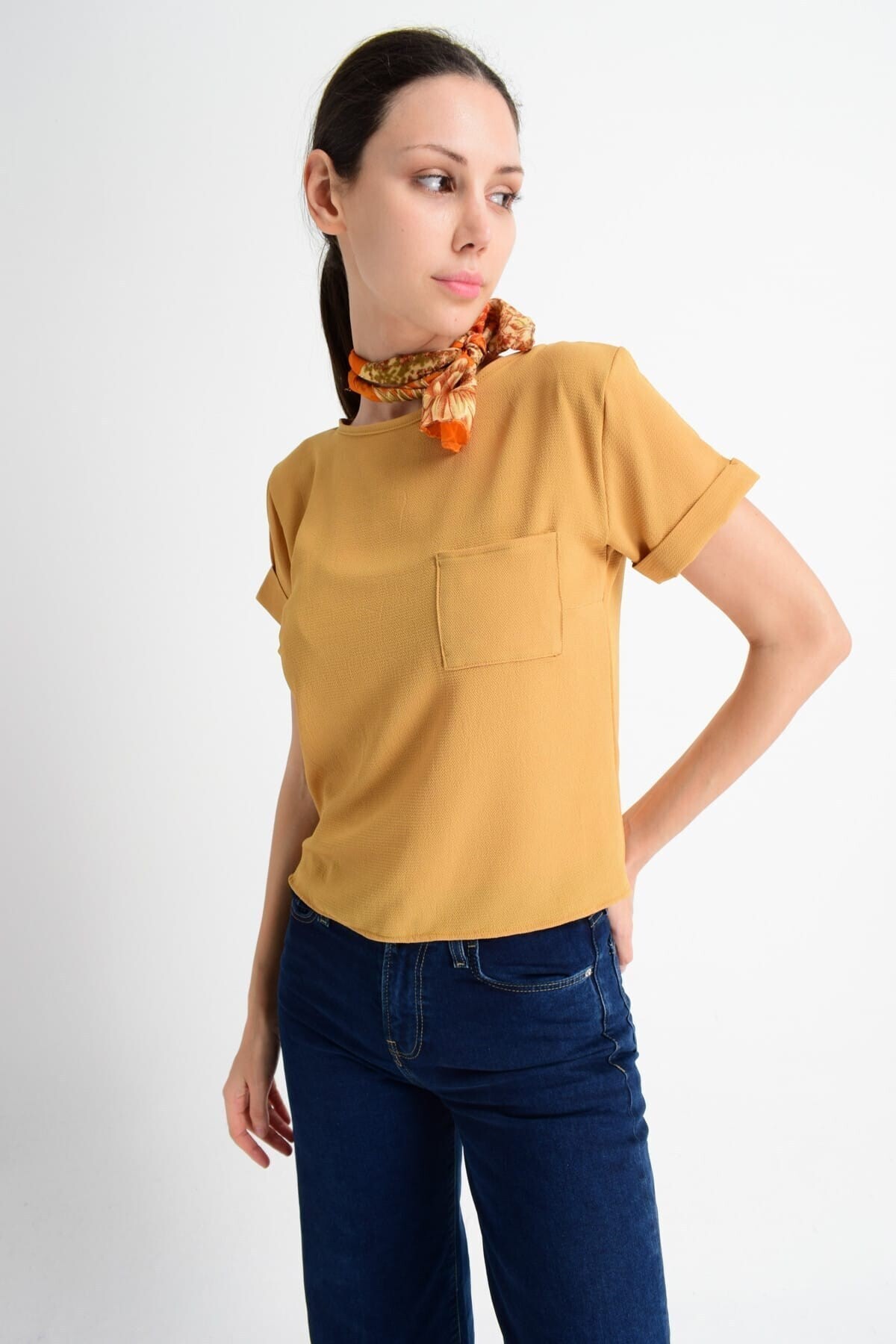 8122244 Kobe Tek Cepli Kısa Kol Bluz HARDAL
