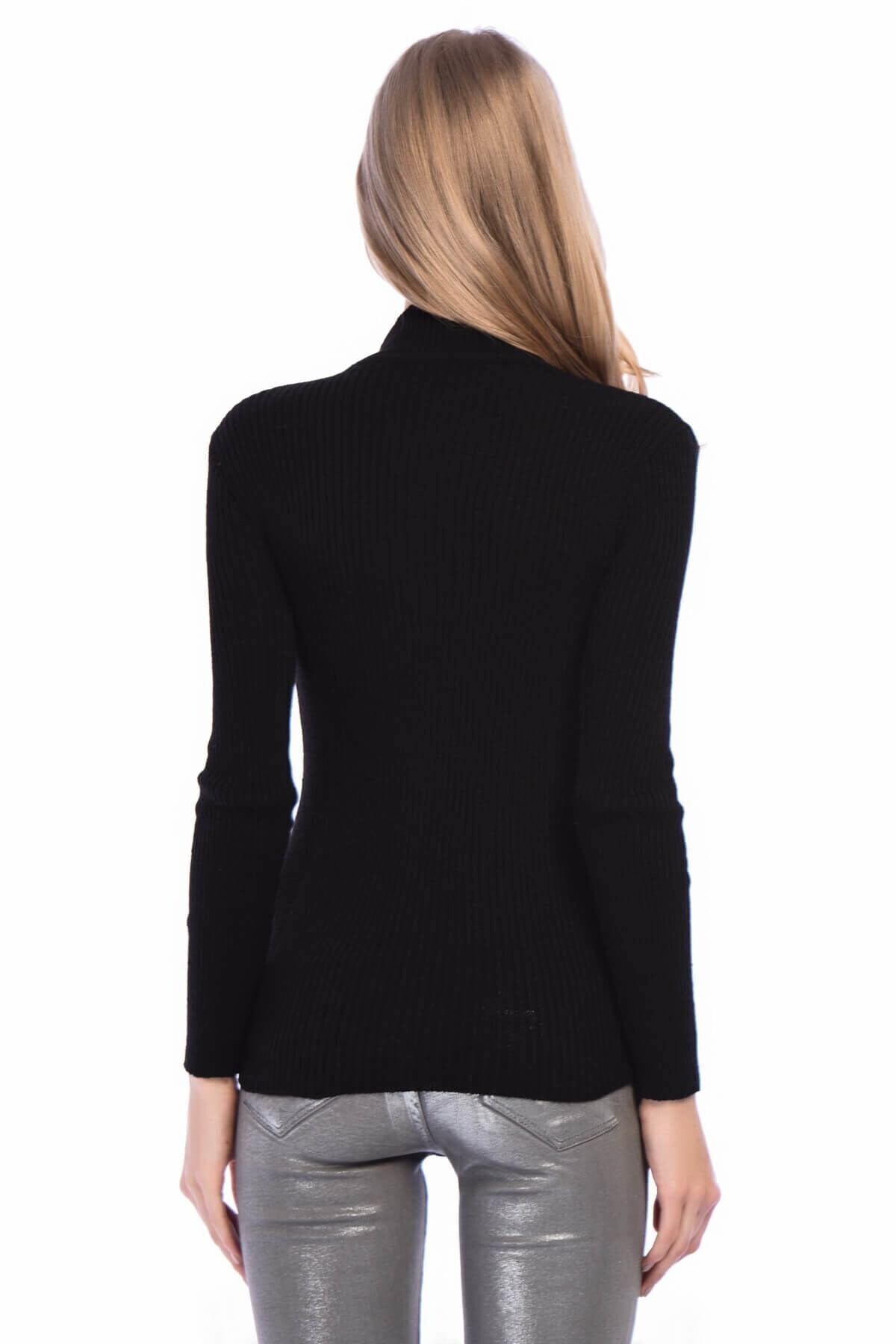 9390250 Fitilli Önü Açık Yarım Balıkçı Uz.Kol Triko SIYAH