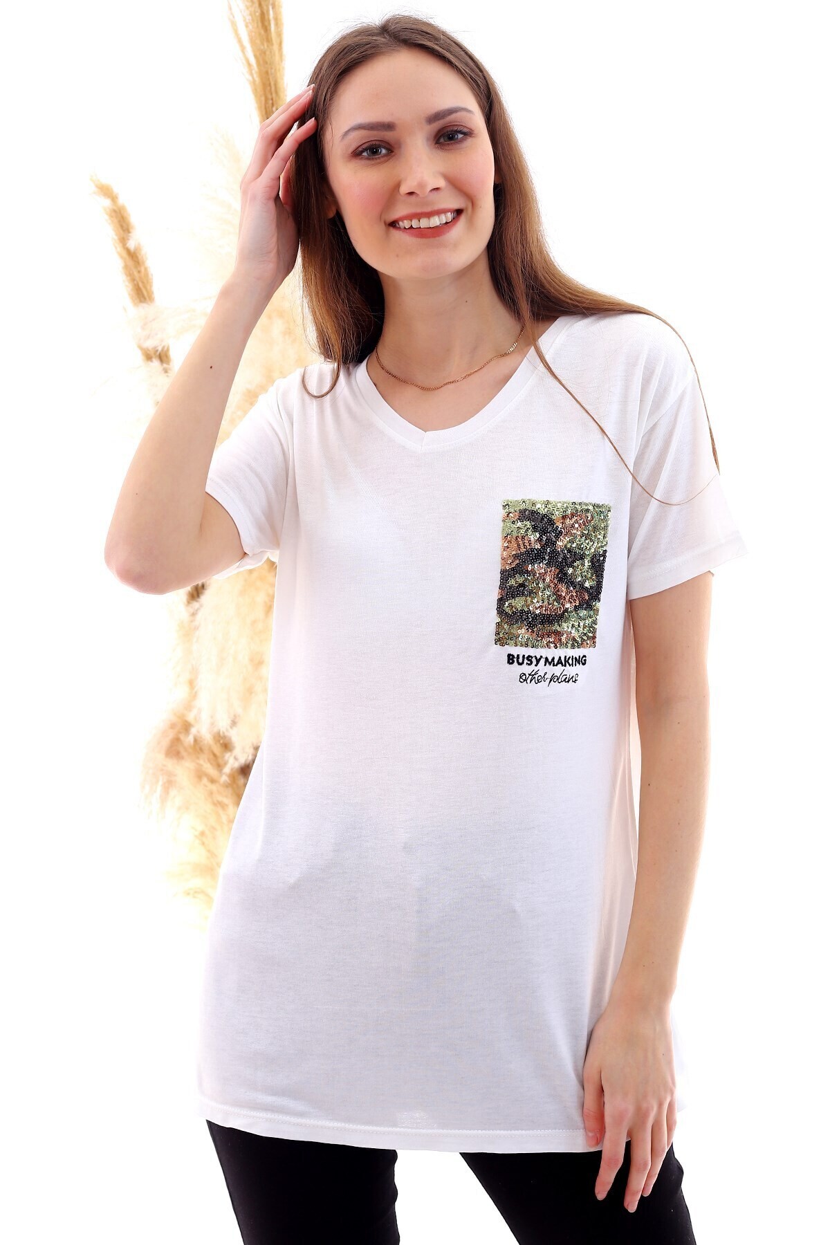 20050507 Süprem Pul Payet Cpli V Yaka Tişort EKRU