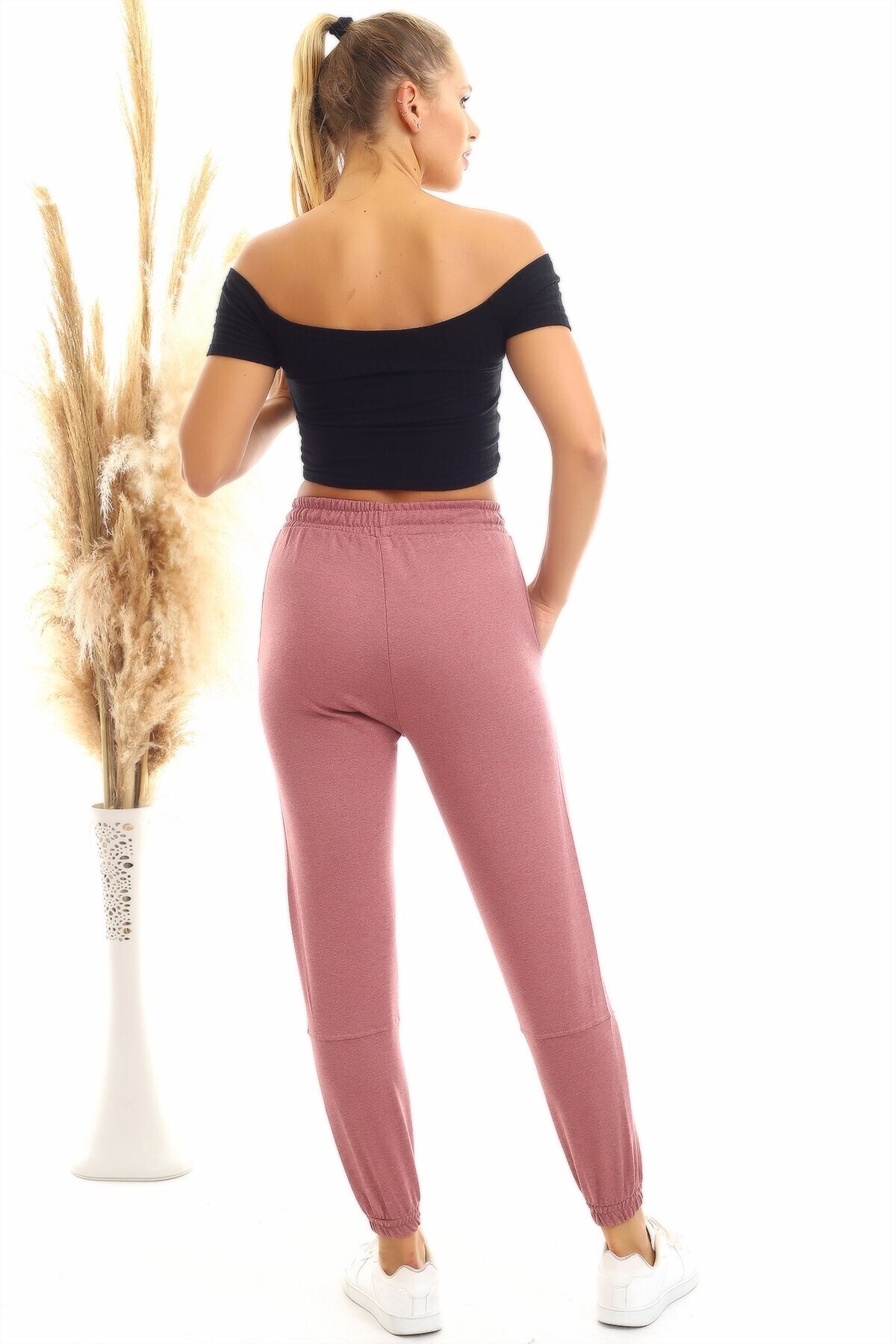 20060629 İkiiplik Beli Paçası Lastikli Pantolon GUL KURUSU