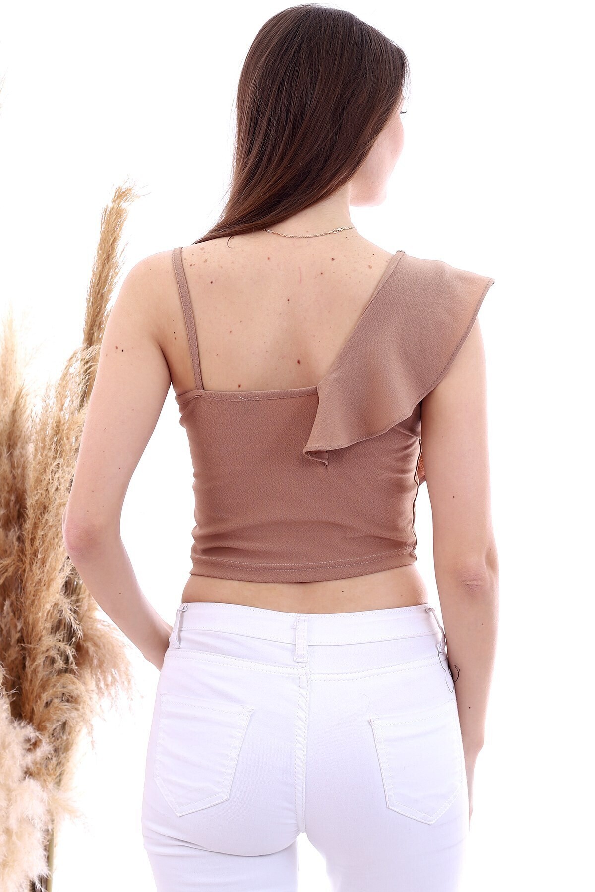 20060652 Örme Krep Volanlı Bluz BİSKÜVİ