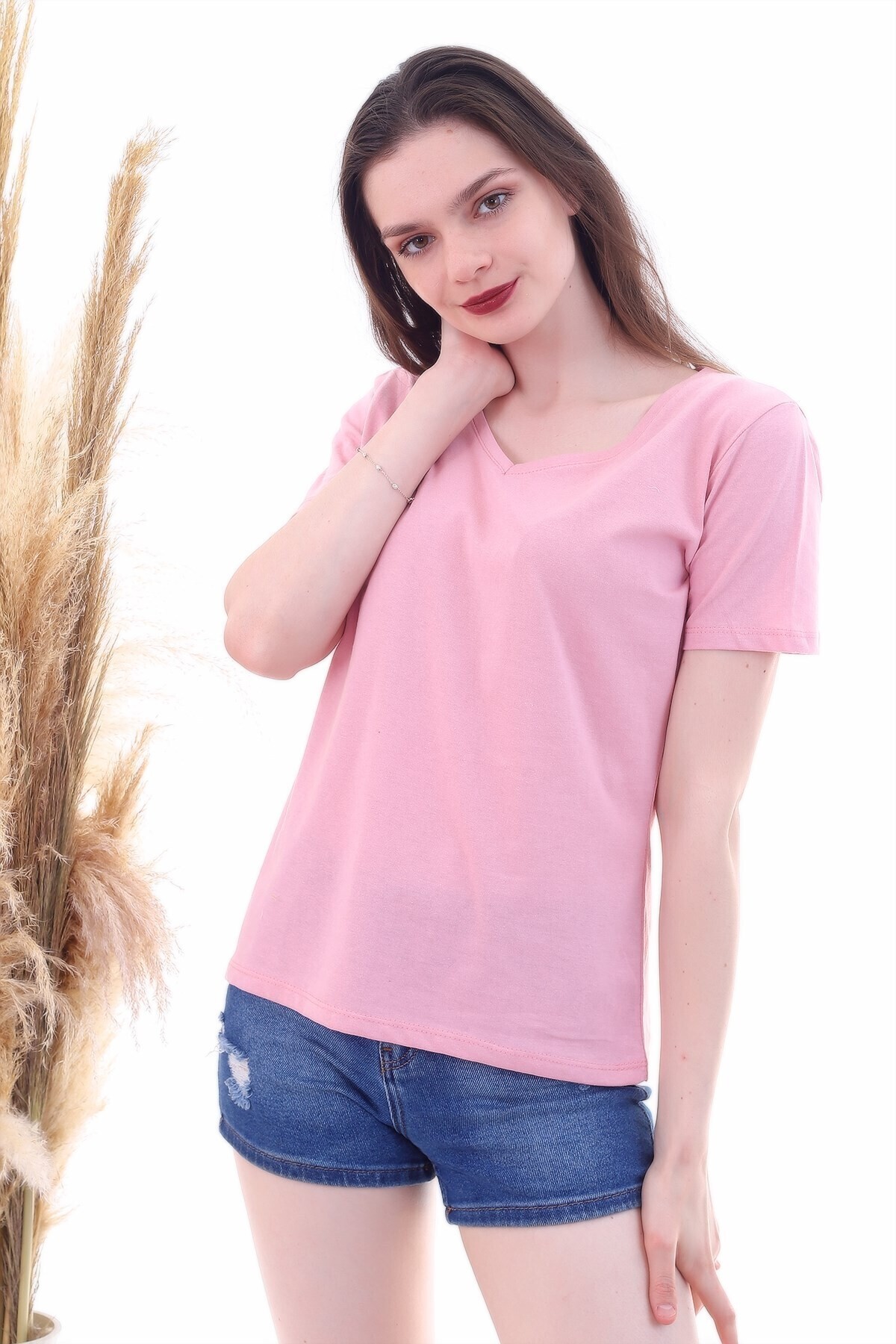 7050466 V  Yaka Boyfriend T-Shirt GUL KURUSU