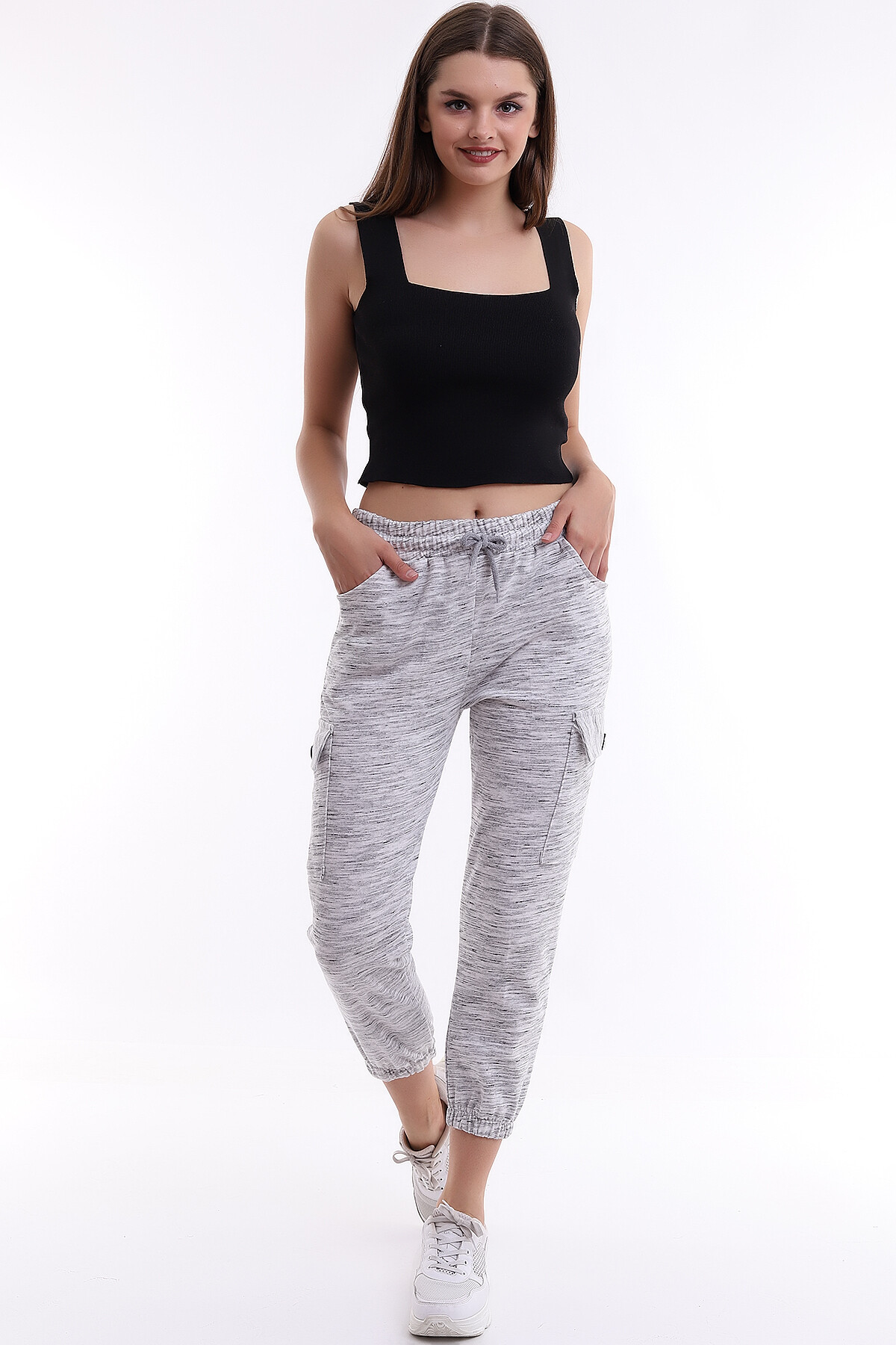 21323200 İkiiplik Kargo Cepli Pantolon GRI MELANJ