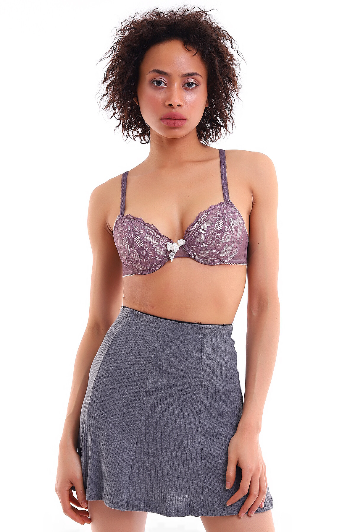 21474742 Dantelli Hazır Kaplı Sütyen LILA