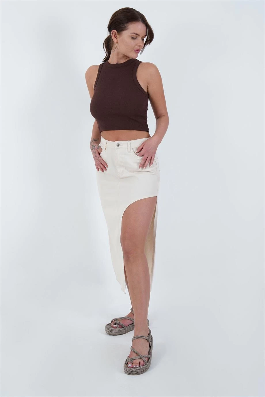 23254307 Kaşkorse Bisiklet Yaka Biyeli Atlet KAHVE