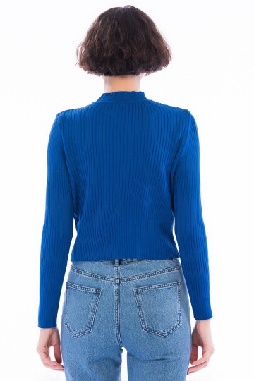 8456139 Triko Yarım Balıkçı Kısa Kazak SAKS