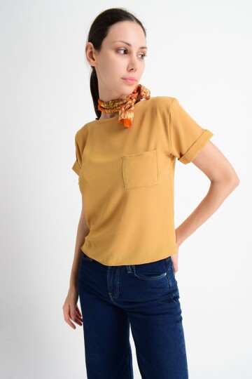 8122244 Kobe Tek Cepli Kısa Kol Bluz HARDAL