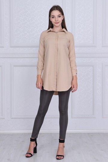 9072734 Şamre Uzun Kollu Gömlek BEJ