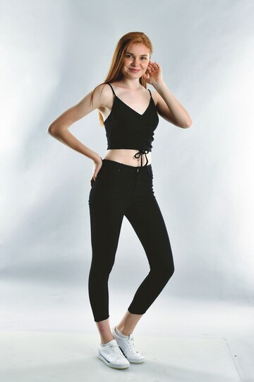 20072005 Kaşkorse Askılı Büzmeli Büstiyer SIYAH