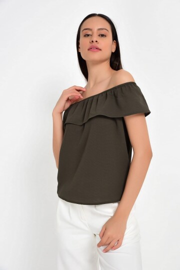 91818361 Kobe Madonna Yaka Kolsuz Bluz HAKI