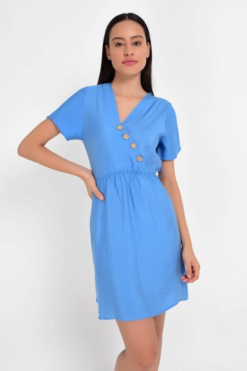 9201573 Bodrum Kms.Kolsuz Yanı Düğmeli Elbise INDIGO