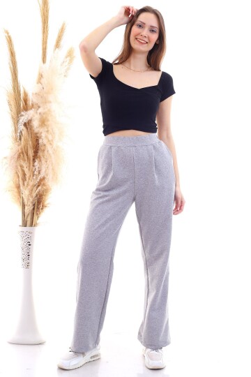 9292933 İkiiplik Cepli Bol Paça Pantolon GRI MELANJ