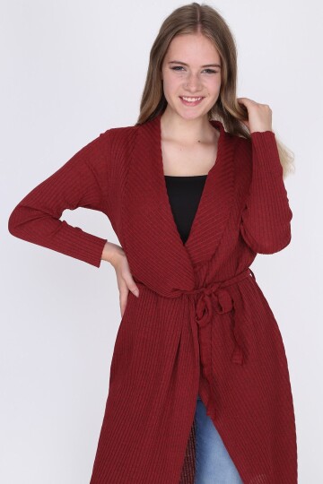 9360864 Kalın Fitilli Kaşkorse Hırka BORDO