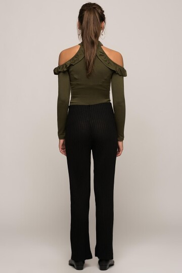 9380793 Fitilli Beli Lastikli Uzun Pantolon SIYAH