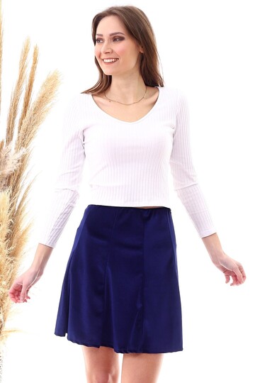 9474746 Kadife Parçalı Lastikli Kısa Etek LACI