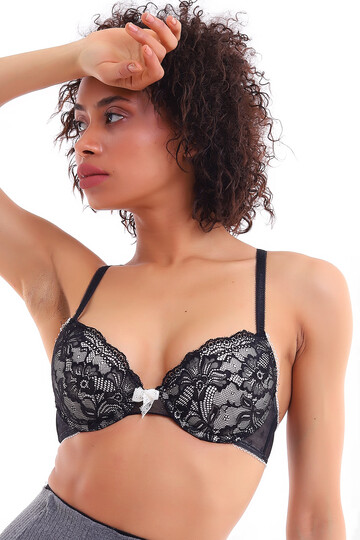 21474742 Dantelli Hazır Kaplı Sütyen SIYAH