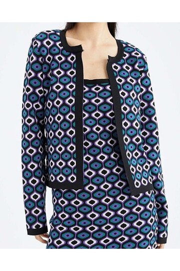 22393610 Triko Desenli Hırka SIYAH DESENLI