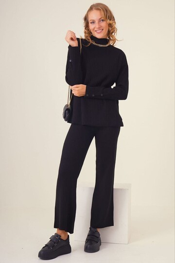 22436308 Triko Kolları Düğmeli 2 li Takım (Alt-Üst) SIYAH