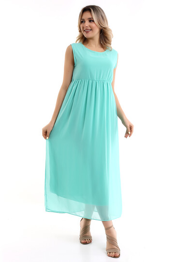 CS6804 Şifon uzun elbise düz MINT