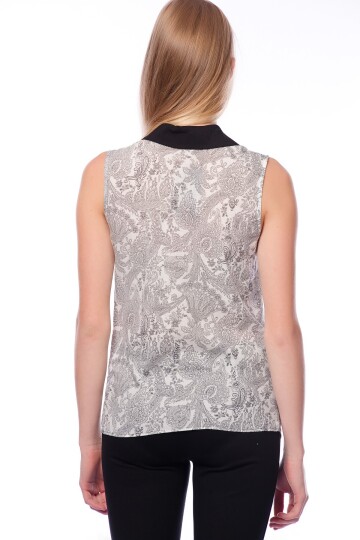 Şal baskılı kolsuz gömlek SYHBYZ