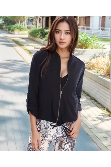 20022364 İnce Gabardin Eteği Bağcıklı Kolej Mont SIYAH