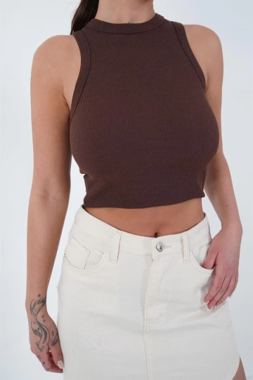 23254307 Kaşkorse Bisiklet Yaka Biyeli Atlet KAHVE