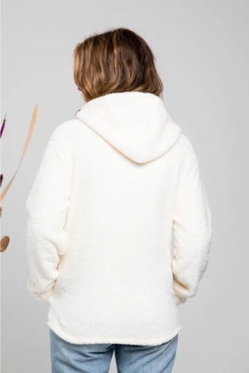 Kadın Krem Fermuarlı Polar