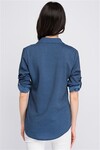 8125010 Diagonel Desenli Apoletli Uzun Kol Gömlek INDIGO
