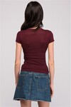 8133311 Fitilli Kaşkorse Kruvaze Yarasa Kol T-Shirt MURDUM