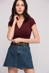 8133311 Fitilli Kaşkorse Kruvaze Yarasa Kol T-Shirt MURDUM