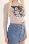 23254245 Kaşkorse Gül Baskılı Uz.Kol Bluz TAS